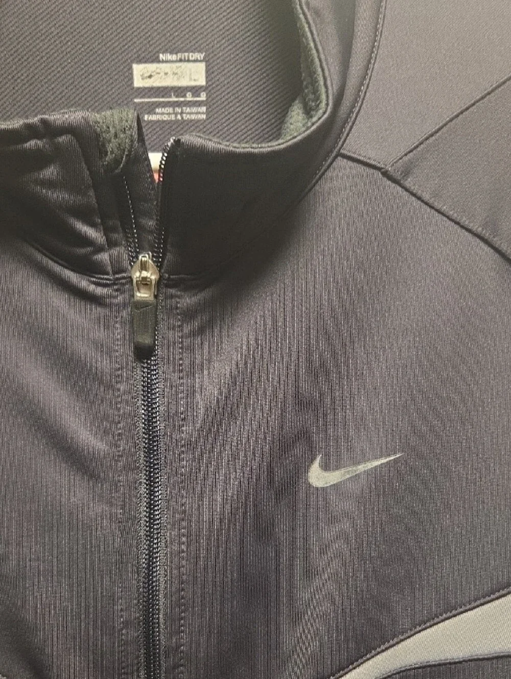 Nike Dark Gray Full-Zip Performance Jacket with White Accents